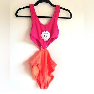 Hunza G Pink and Orange Women's Swimsuit